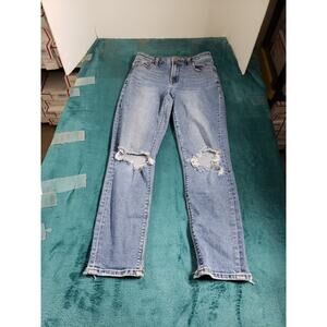 American Eagle Jeans Size 0 Womens Blue Stretch Pants Denim Mid Rise Mom